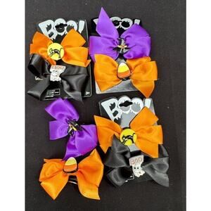 8 Adorable Boo Halloween Hair Bow Clips Cat Ghost Candy Corn